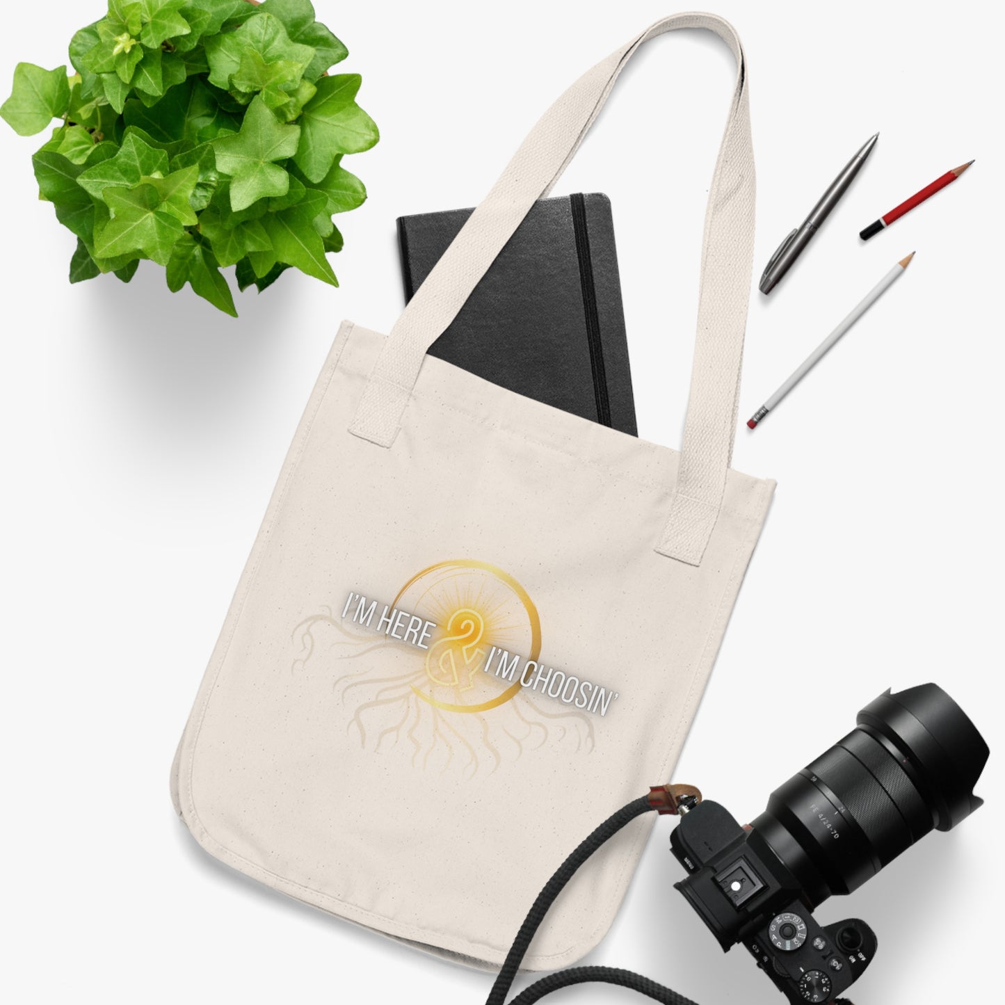 Canvas Tote Bag - Inspirational Here & Choosin'/Embody thy light